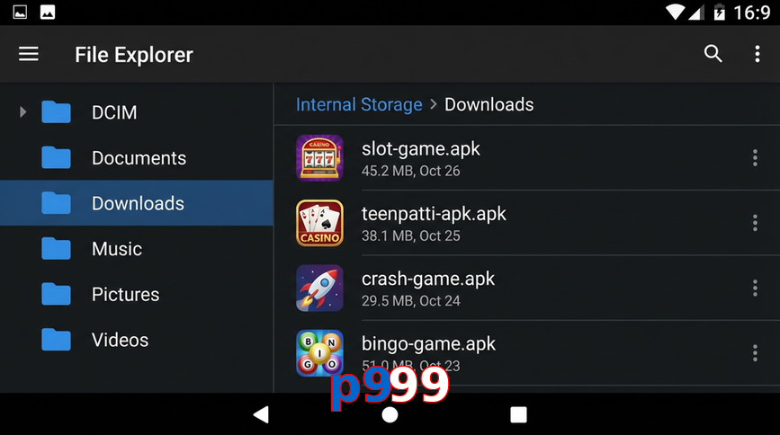 Main screen of P999 gameapk page for PK players